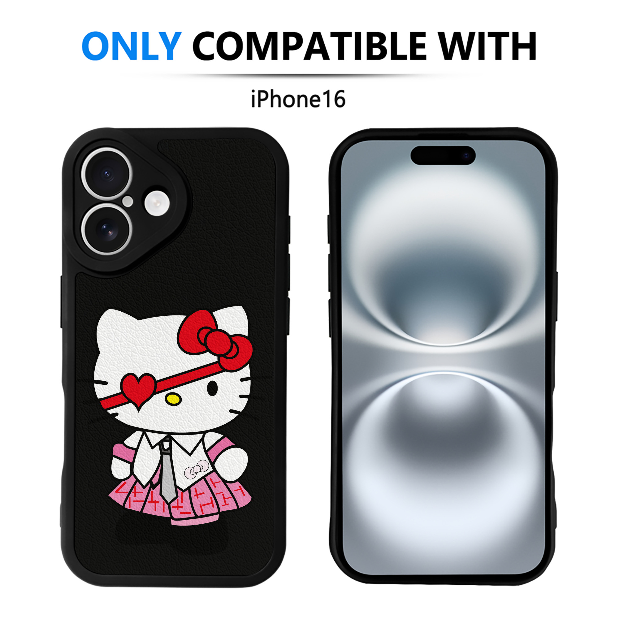 （画像用） Hello Kitty ハローキティ 【iPhone 16シリーズ対応】シリコンスマホケース（レザー調） 材質：シリコン